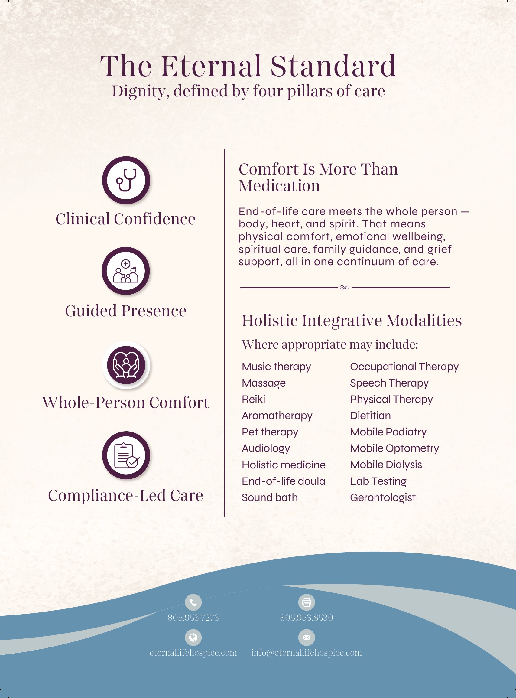 The Eternal Standard — comfort is more than medication and holistic integrative modalities (card back)