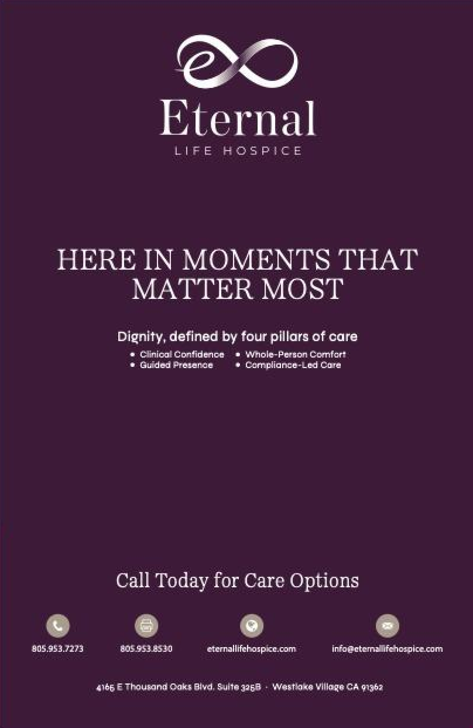 Press kit back cover — Here in moments that matter most